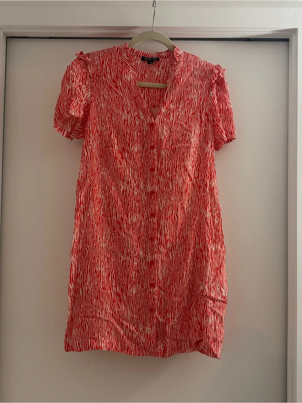Whistles Red Rosalie Woodland Animal Button Down Shirt Dress Sz 6 Summer Travel - Picture 3 of 14